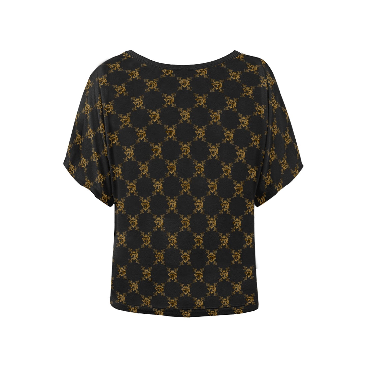 VIB WOMEN BATWING BLOUSE SCTTR BLK Women's Batwing-Sleeved Blouse T shirt (Model T44)