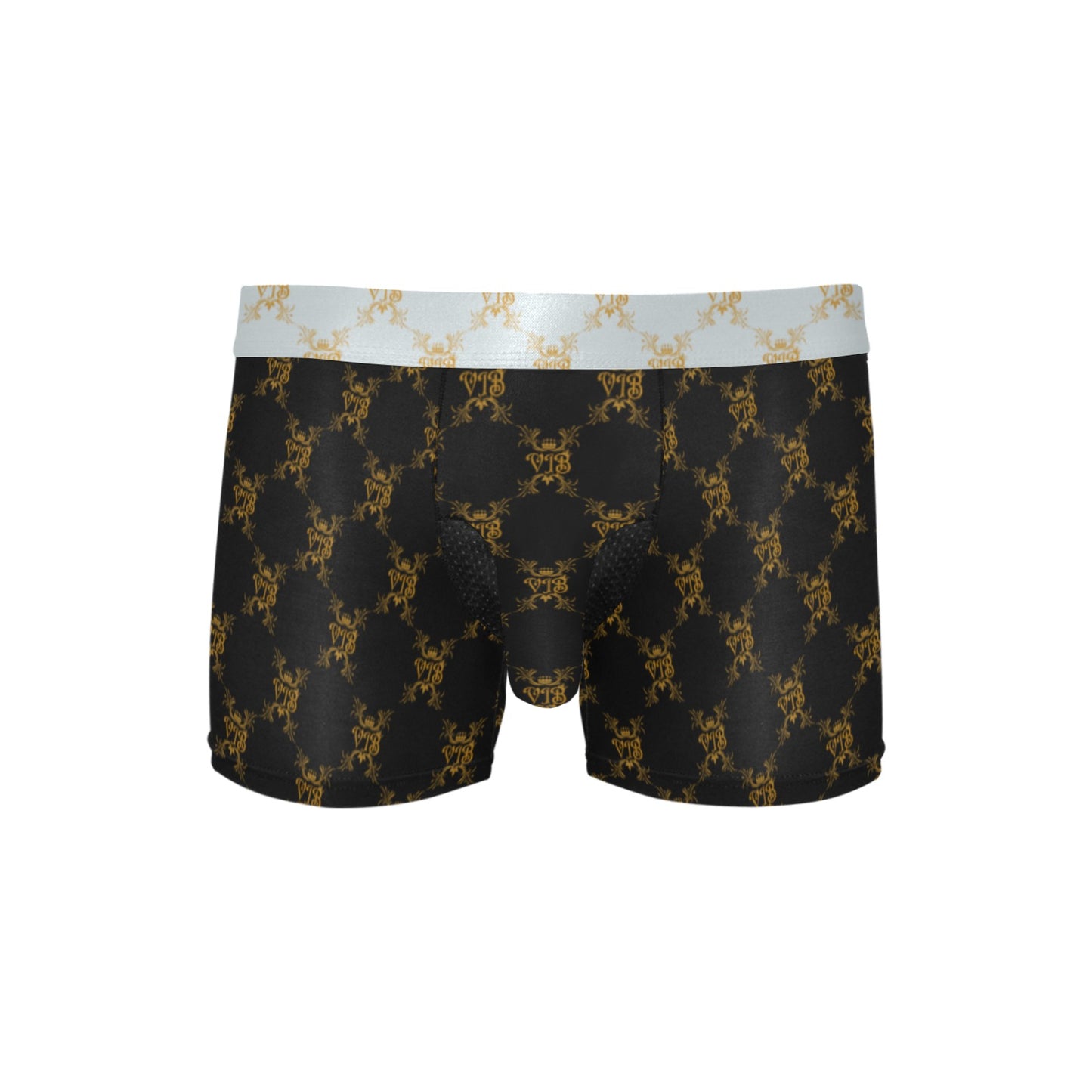 VIB MENS ELEPHANT POUCH BOXER BRIEFS BLK/GRY Men's Elephant Pouch Boxer Briefs (Model L53)