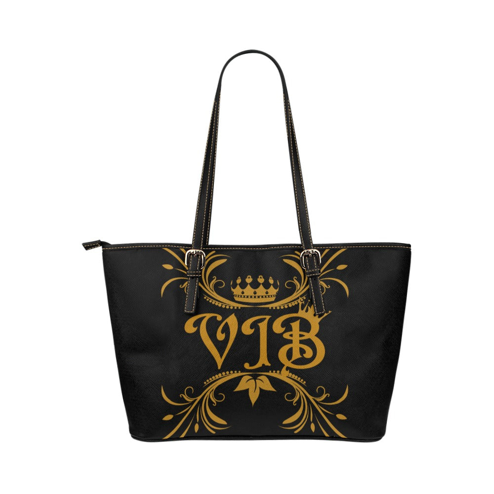 VIB Tote Small Black Leather Tote Bag/Small (Model 1651)