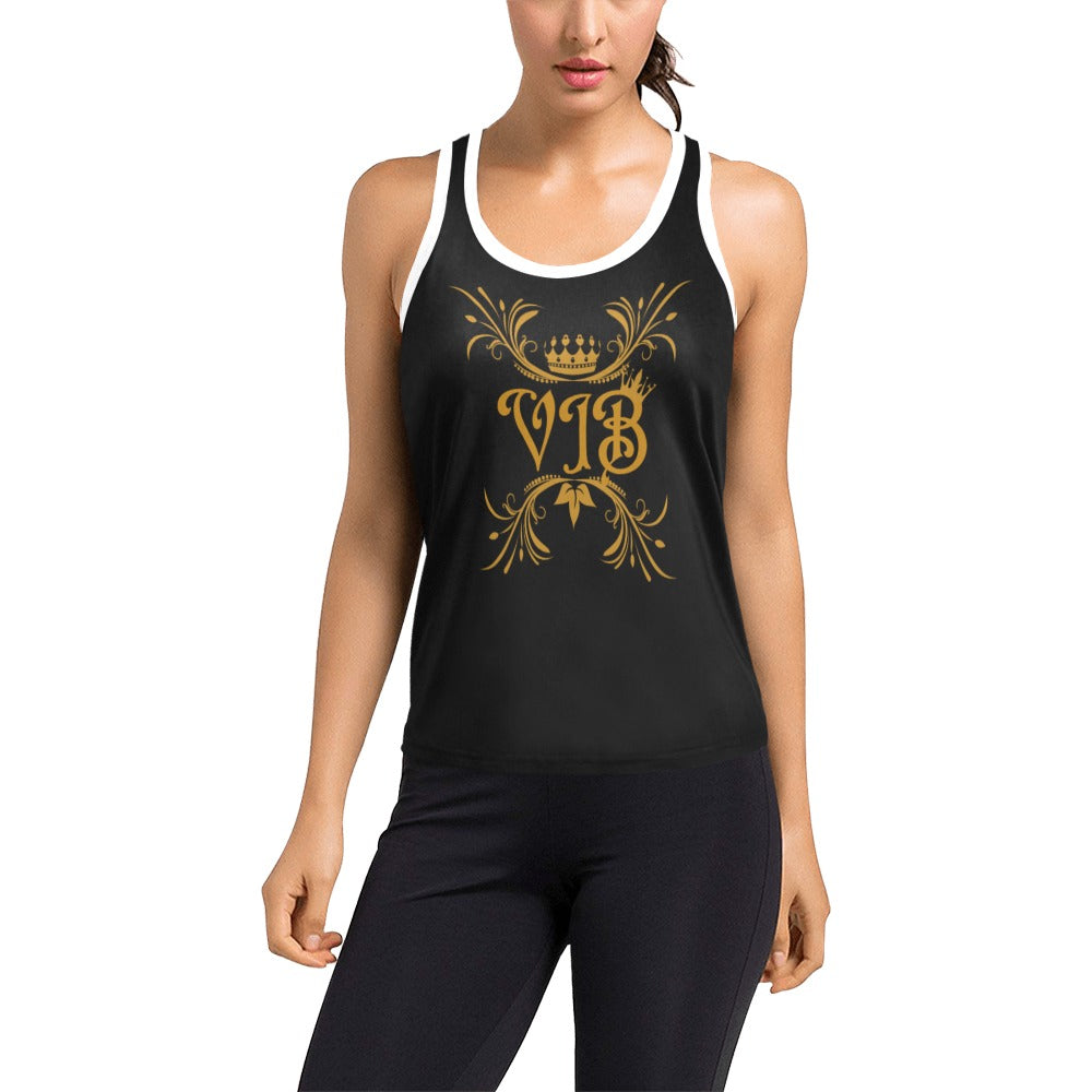 VIB WOMENS AO RACERBACK TANKTOP BLACK Women's Racerback Tank Top (Model T60)