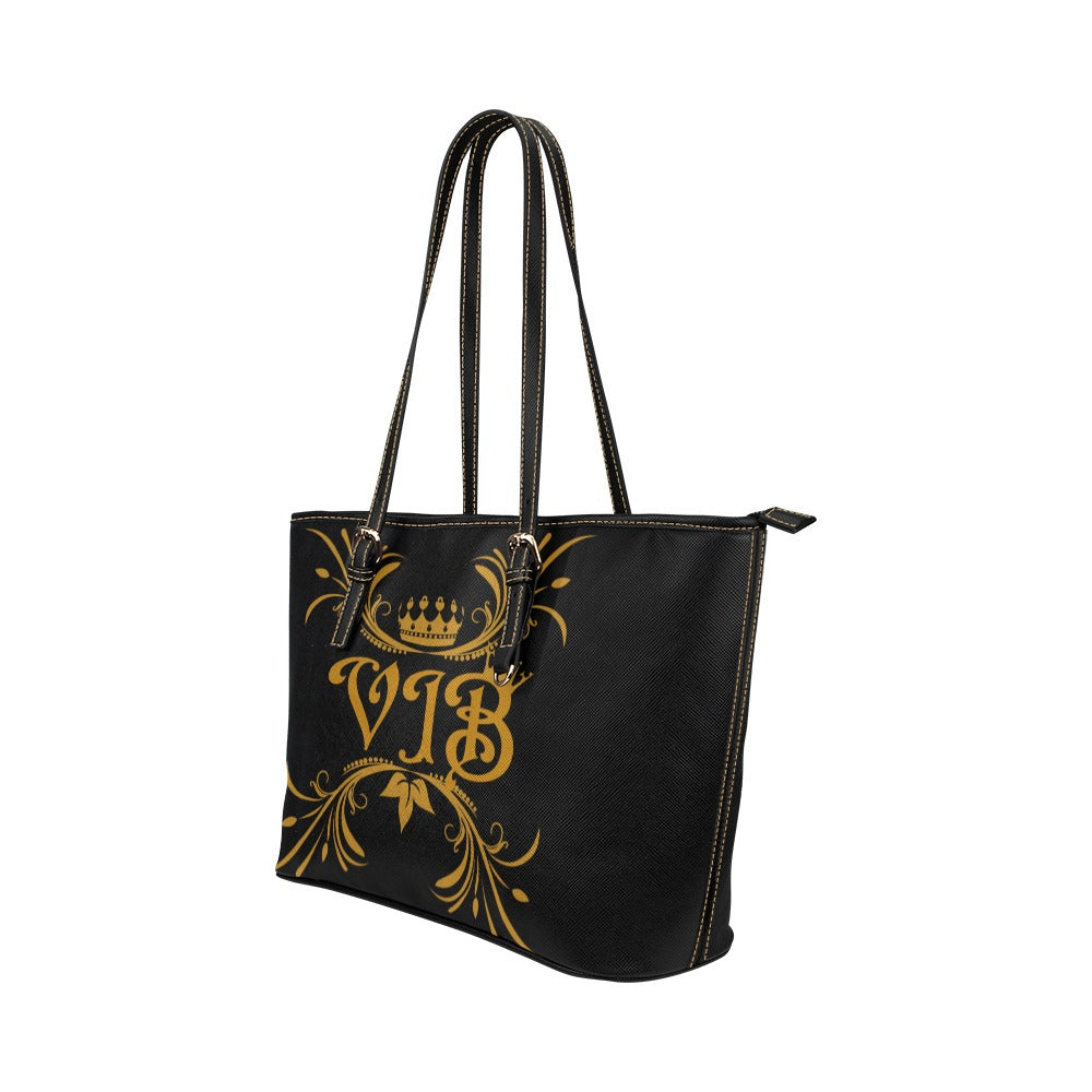 VIB Tote Large Black Leather Tote Bag/Large (Model 1651)