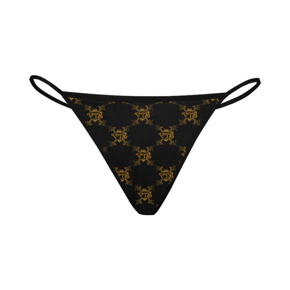 VIB WOMENS G STRING PANTIES BLK Women's All Over Print G-String Panties (Model L35)