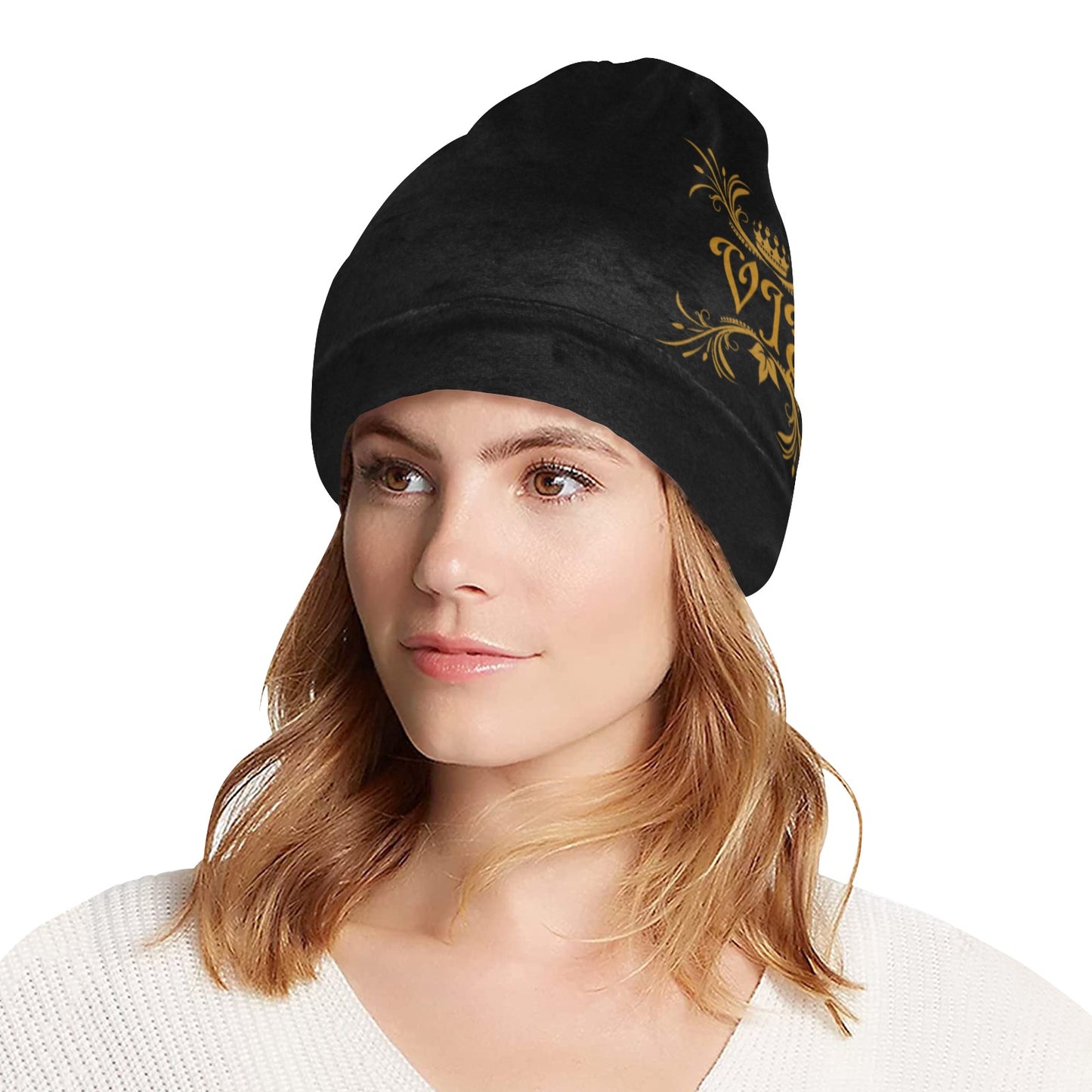 VIB ADULT SINGLE BEANIE BLK All Over Print Beanie for Adults