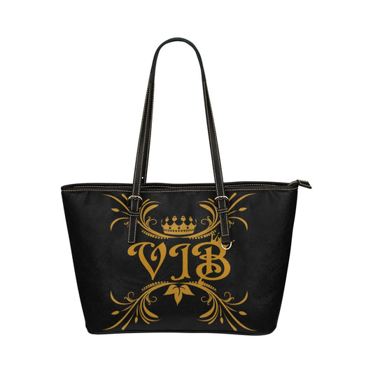 VIB Tote Small Black Leather Tote Bag/Small (Model 1651)