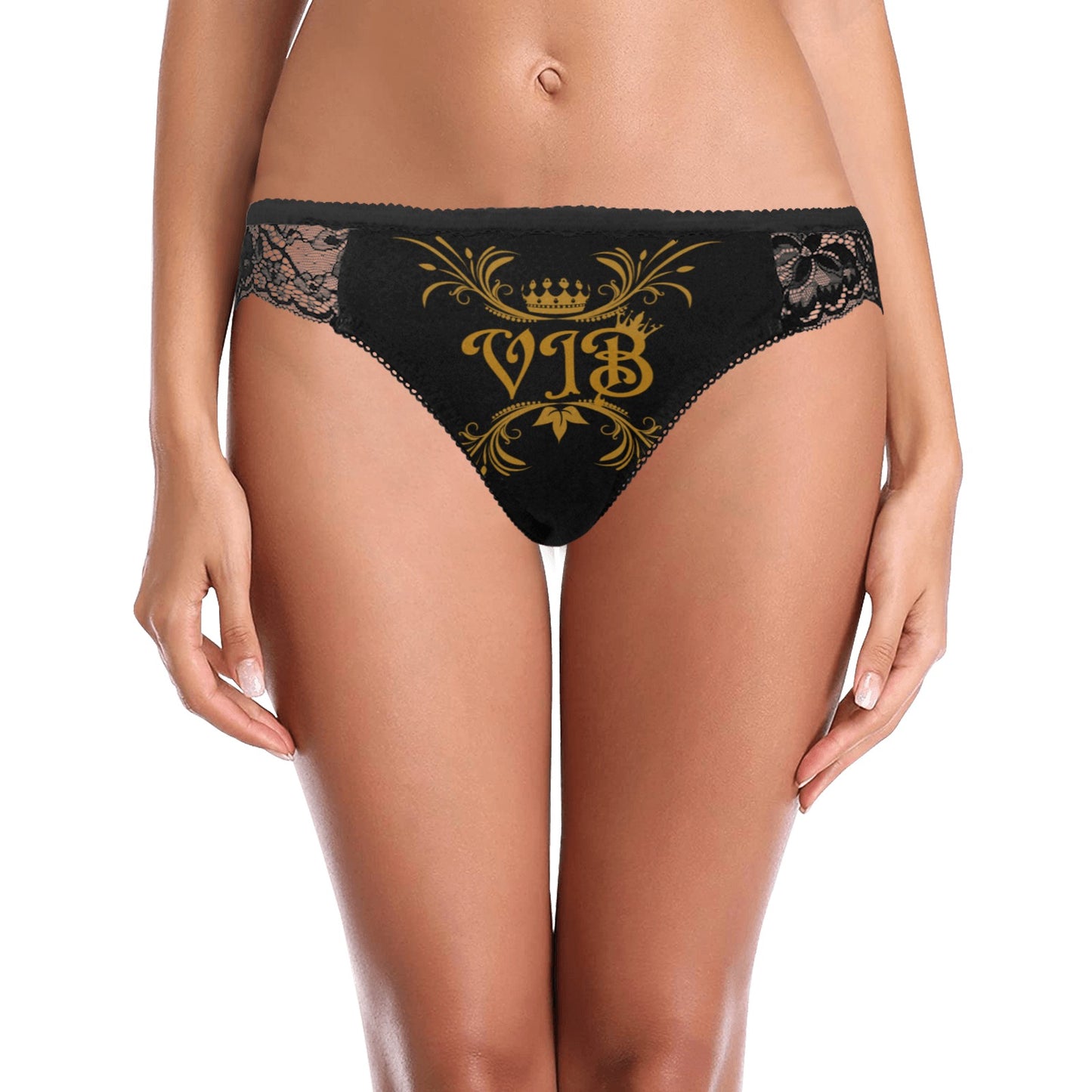 VIB WOMENS LACE PANTY BLK Women's Lace Panty (Model L41)