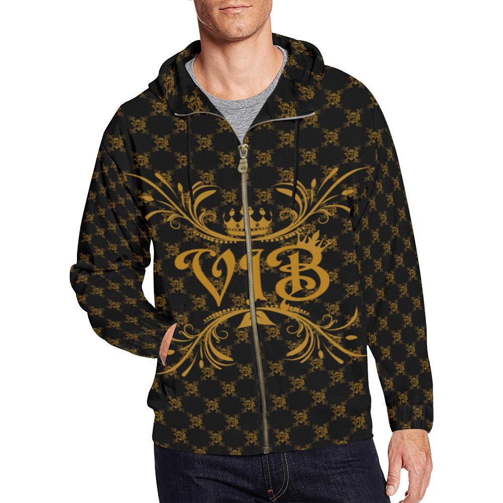 VIB MENS AO ZIP HOODIE All Over Print Full Zip Hoodie for Men (Model H14)