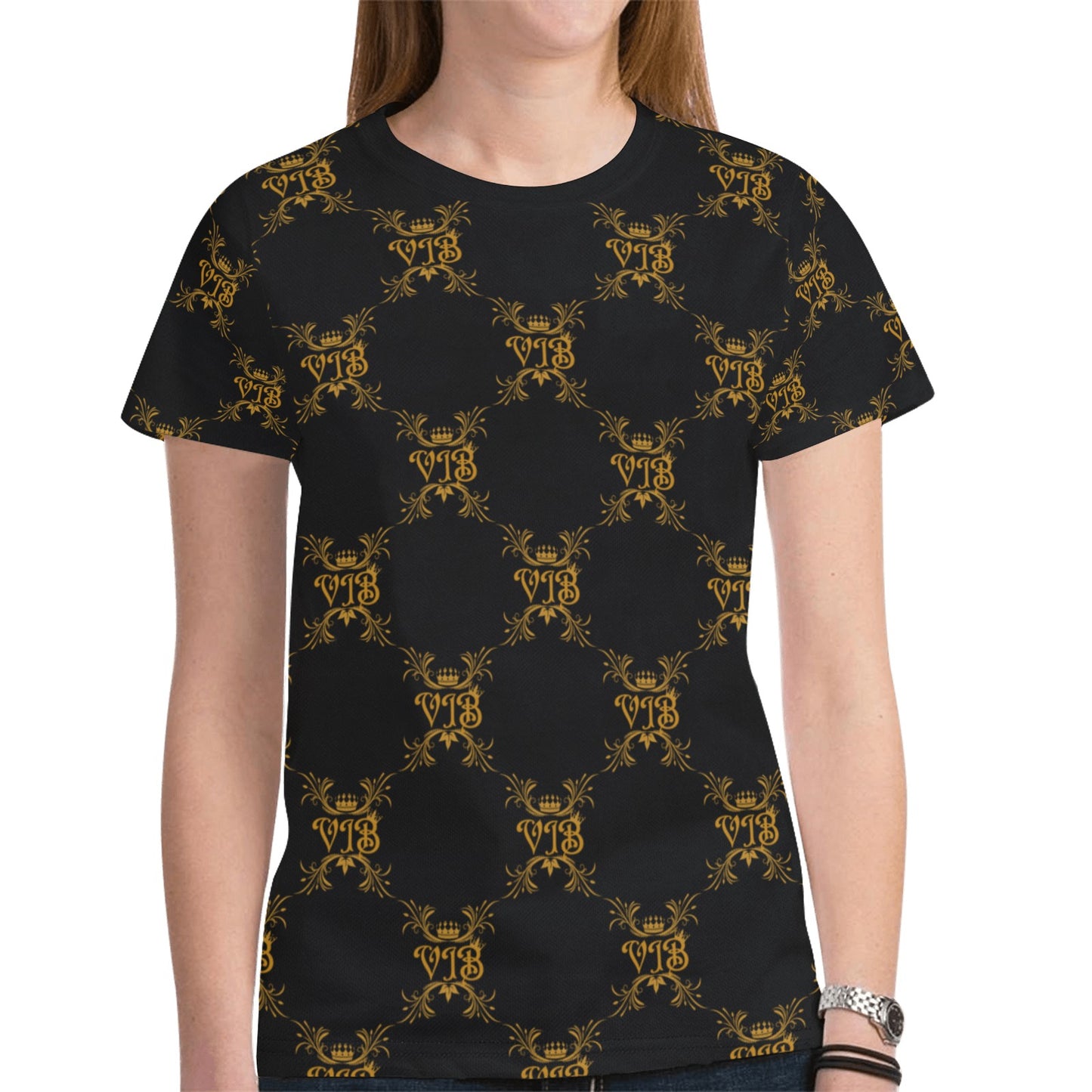 VIB WOMENS AO SHIRT BLK New All Over Print T-shirt for Women (Model T45)