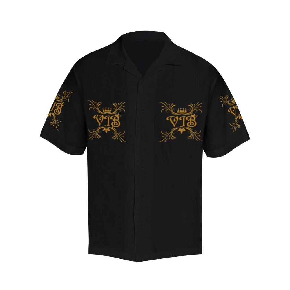 VIB MENS ALOHA SHIRT BLK Hawaiian Shirt (Model T58)