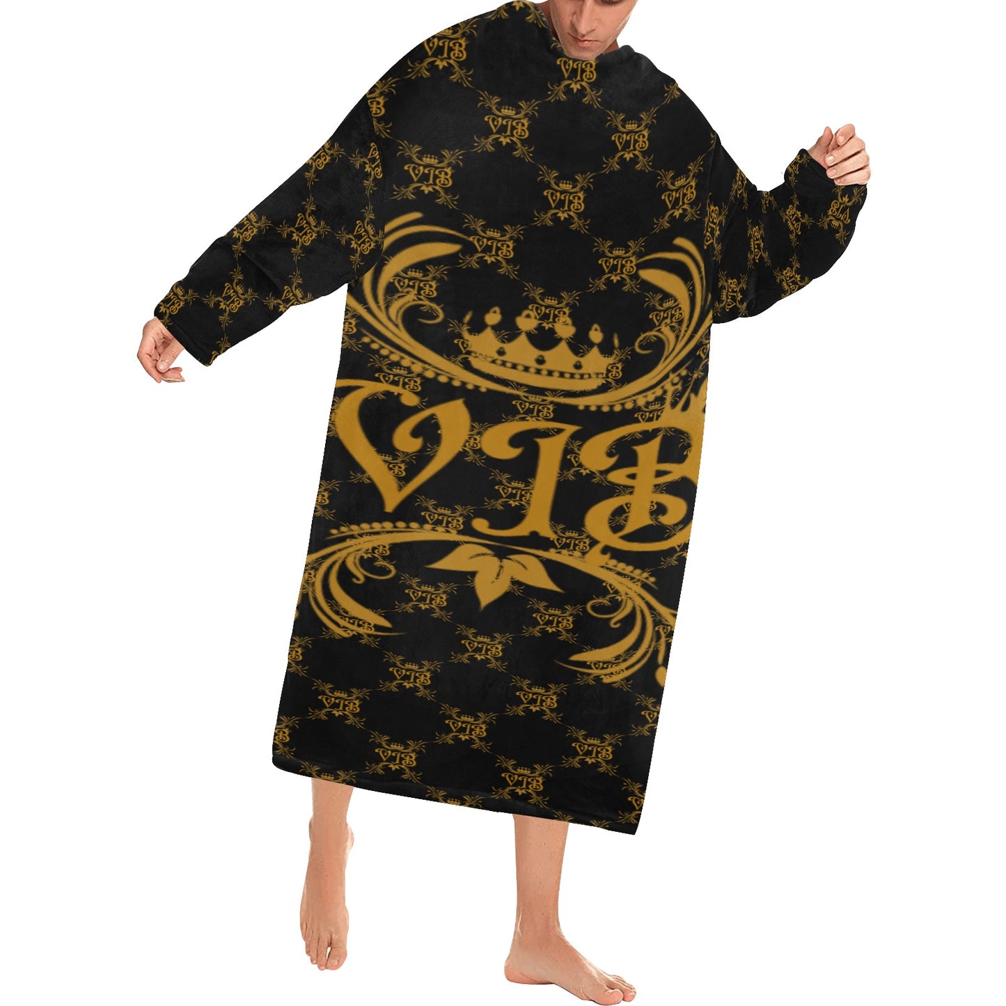 VIB ADULT BLANKET ROBE W/SLEEVES Blanket Robe with Sleeves for Adults