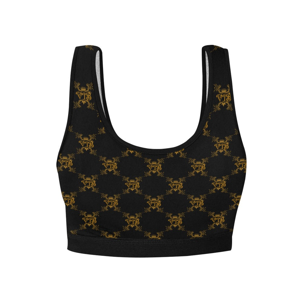 VIB WOMEN SPORTS BRA BLK Women's All Over Print Sports Bra (Model T52)