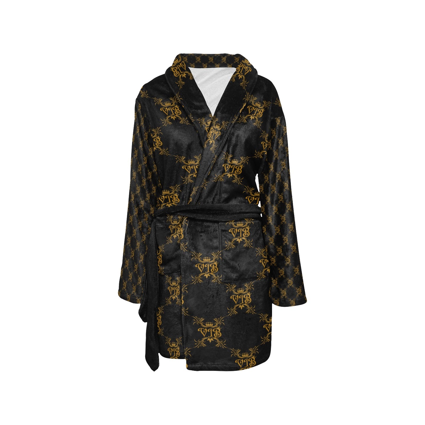 VIB WOMENS AO NIGHT ROBE SET BLK Women's All Over Print Night Robe