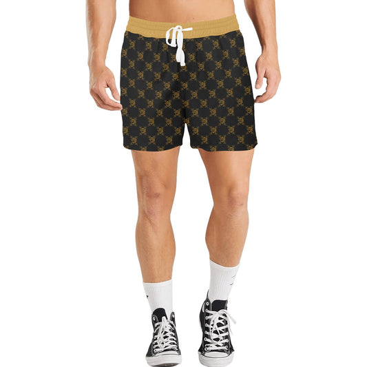 VIB MENS MID LENGHT CASUAL SHORTS BLK/GOLD Men's Mid-Length Casual Shorts (Model L50)