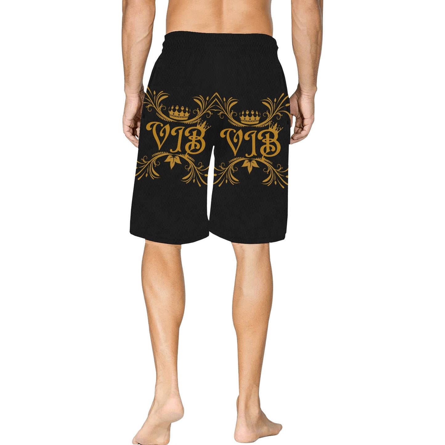 VIB MENS AO BASKETBALL SHRT BLK All Over Print Basketball Shorts with Pocket