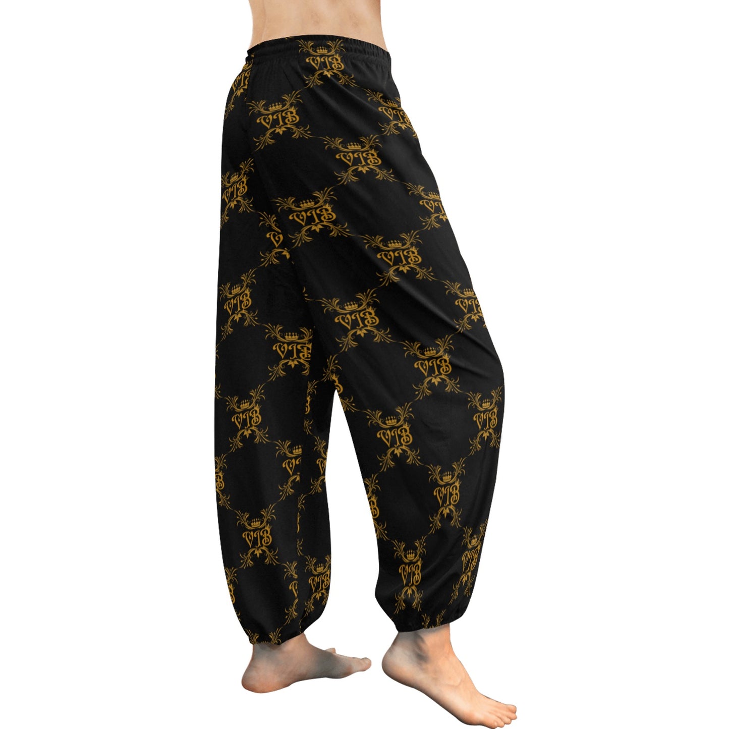 VIB WOMENS AO HAREM PANTS BLK Women's All Over Print Harem Pants (Model L18)