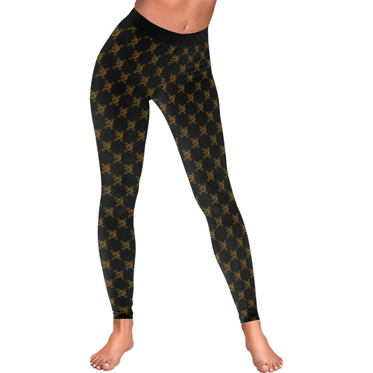 VIB WOMEN LOW RISE LEGGINGS BLK Women's Low Rise Leggings (Invisible Stitch) (Model L05)