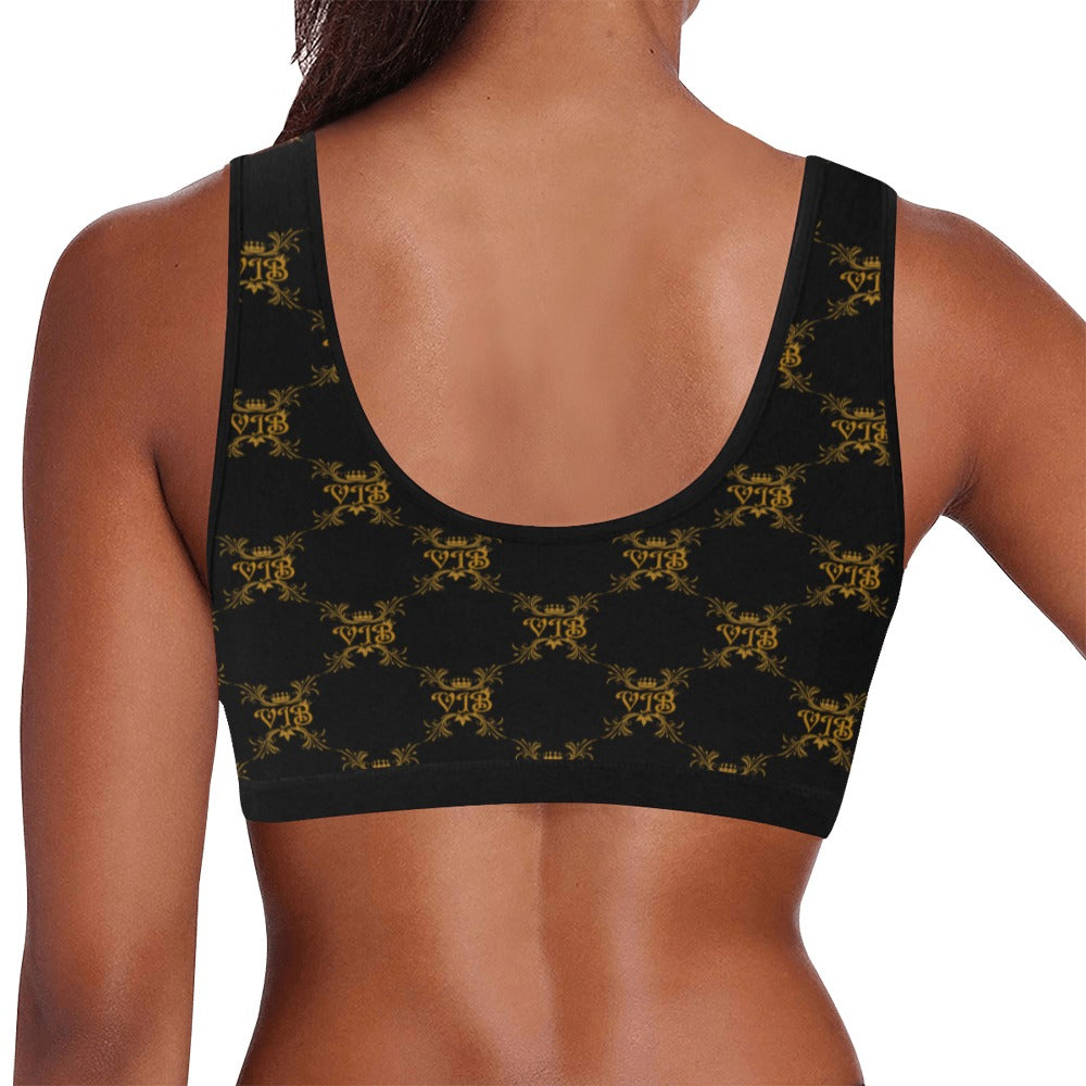 VIB WOMEN SPORTS BRA BLK Women's All Over Print Sports Bra (Model T52)