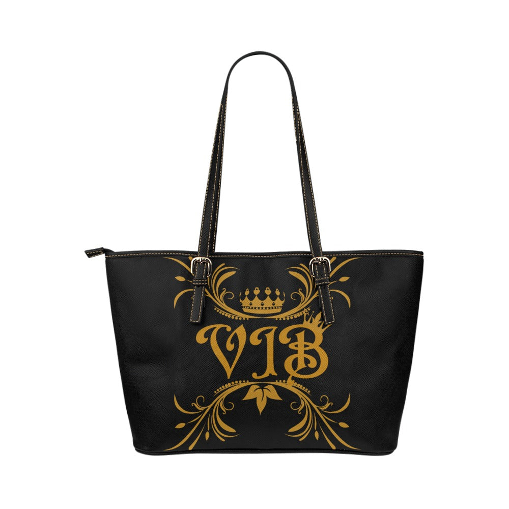VIB Tote Large Black Leather Tote Bag/Large (Model 1651)