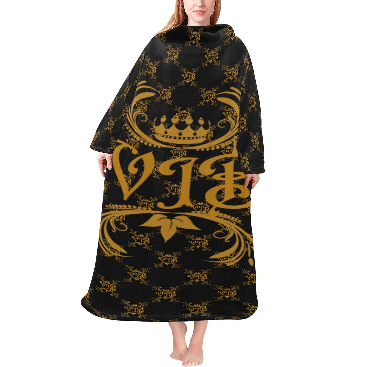 VIB ADULT BLANKET ROBE W/SLEEVES Blanket Robe with Sleeves for Adults