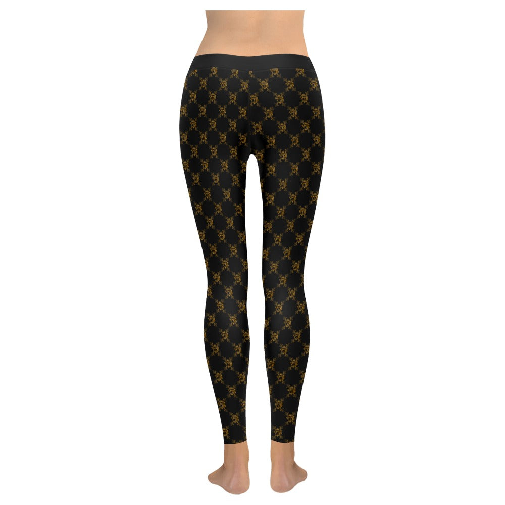 VIB WOMEN LOW RISE LEGGINGS BLK Women's Low Rise Leggings (Invisible Stitch) (Model L05)