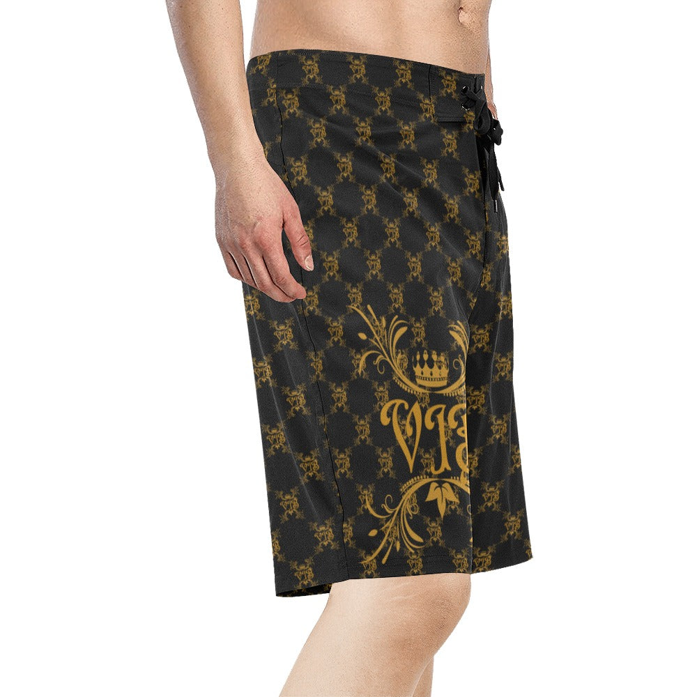 VIB MENS AO BOARD-SHORTS BLK Men's All Over Print Board Shorts (Model L16)