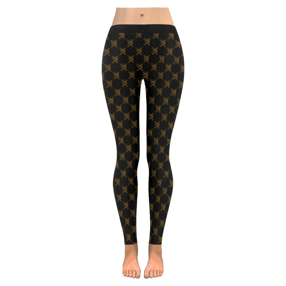 VIB WOMEN LOW RISE LEGGINGS BLK Women's Low Rise Leggings (Invisible Stitch) (Model L05)